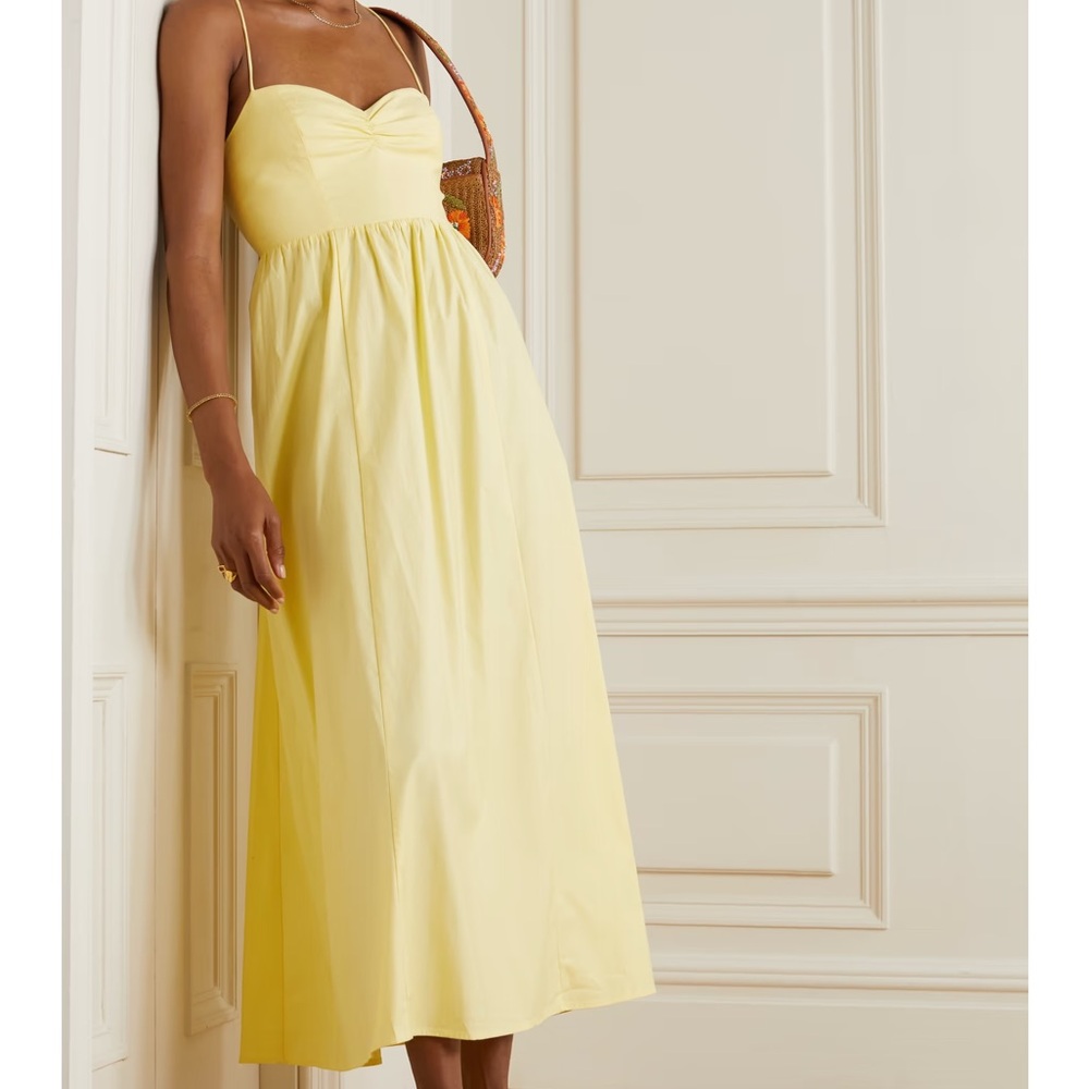 Reformation Dovie Organic Cotton Yellow Midi Dress XL